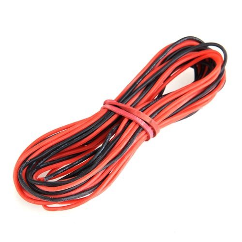 SODIAL(R) 2 x 3M 26 Gauge AWG Silikon-Gummi-Draht-Kabel Rot Schwarz Flexibel - 4