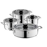 Inhalt: 2x Fleischtopf mit Deckel Ø 16,24 cm (V 1,9l, 5,7l), 1x Fleischtopf mit Deckel inkl. Thermometer Ø 20 cm (V 3,3l), 1x Aroma Dampfgarer mit Deckel Ø 28 cm (V 5,0l) - Artikelnummer: 0778046380