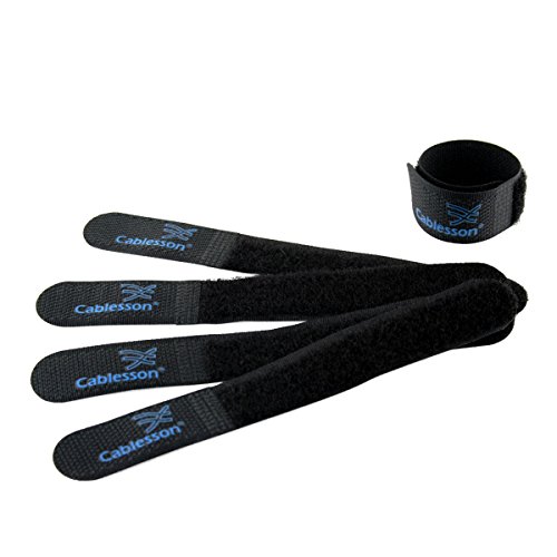Cablesson wiederverwendbare abnehmbare Klettverschluss Nylon Kabelbinder – Paket mit 20 schwarz – Macht Ordnung in Ihrem Kabelsalat - 3