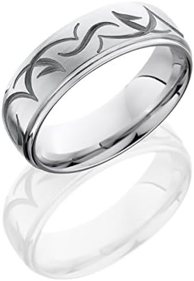 Cobalt Chrome, Contemporary Engraved Satin Domed Wedding Band (sz T)