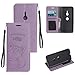 Produktbild Sony Xperia XZ3 Hülle,Sony Xperia XZ3 Case,Carols Geprägtes Kätzchen Design Muster Prägemuster Design Folio Cover Wallet im Bookstyle mit Standfunktion Karteneinschub und Magnetverschluß Etui für Sony Xperia XZ3 - Lila