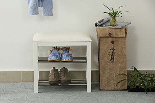 Orolay Schuhbank Sitzbank Schuhregal Schuhschrank Schuhtruhe Badregal Weiß - 2