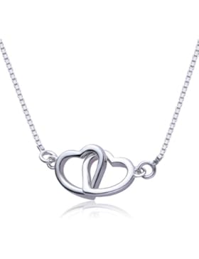 VIKI LYNN Damen Kette double Herz Kette Sterling Silber 925 Halskette mit 2 verschlungene Herzen Anhänger