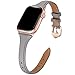 Price comparison product image WFEAGL Compatible for Watch Strap 40mm 38mm 42mm 44mm, Multiple Colour Slim Leather Sport Replacement Strap for Watch Series 4/3/2/1,Women,Men (38mm 40mm, Slim Grey Band+Rose Gold Adapter)