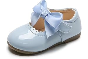 PEARLEAF Kids Girls Ribbon Bow Spanish Wedding Party Girls Mary Jane White Infants Toddler Shoes Size