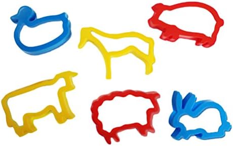 BIEE 6 Pcs Smart Dough Tools Kits, Farm Animal Cookie Cutter Set, Educational Toys (Random Color)