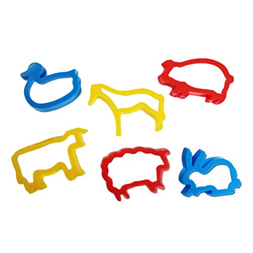 BIEE 6 Pcs Smart Dough Tools Kits, Farm Animal Cookie Cutter Set, Educational Toys (Random Color)