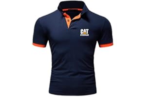GHDUI T-Shirt da Golf da Uomo T-Shirt per Caterpillar Stampa Polo con Risvolto Maglia Manica Corta T-Shirt Casual T-Shirt Estiva Sport Teen Tops-D||L