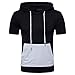 Produktbild VENMO Herren Sommer Casual Patchwork Hoodie Kurzärmlige T-Shirt-Bluse mit Kapuze Herren Tanktop Tank Top Tankshirt T-Shirt mit Print Unterhemden Ärmellos Weste Muskelshirt (Black, XL)