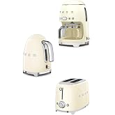 Smeg 50'S Style Krem Kettle - 1x2 Ekmek Kızartma Makinesi Ve Filtre Kahve Makine Seti KLF-TSF-DCF