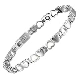 BioMag Magnetic Bracelets for Women Titanium Steel with Strong Magnets Heart-Shaped Bracelet (Silver)