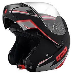 Studds Ninja 3G D4 Flip Up Full Face Helmet (Matt Black and Red, XL)