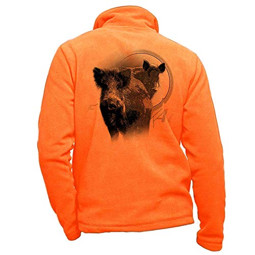 Pets-easy Veste Polaire avec Un Sanglier - vêtement de Chasse personnalisé avec Un gibier