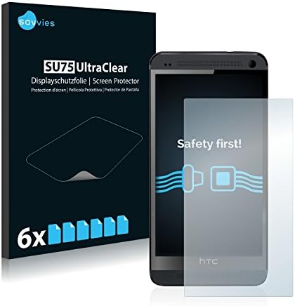 Savvies Screen Protector compatible with HTC One M7 Screen Protector Clear Protection Film (6 Pack)