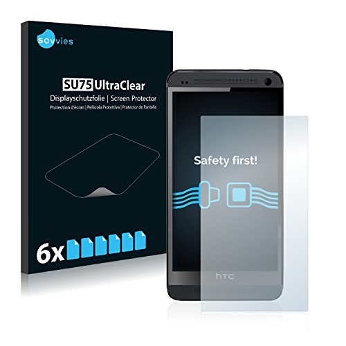 Savvies Screen Protector compatible with HTC One M7 Screen Protector Clear Protection Film (6 Pack)
