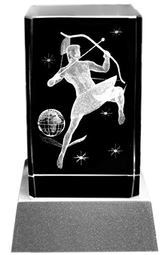 Preisvergleich Produktbild Kaltner Präsente Stimmungslicht LED Kerze / Kristall Glasblock / 3D-Laser-Gravur Sternzeichen Schütze