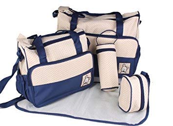 En 5 colores, Bolsa de cambio de bebé de 5 piezas - azul