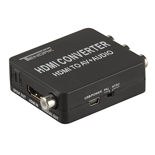 tendak Konverter 1080p HDMI auf AV RCA CVBS Composite mit Audio Toslink SPDIF, Konverter Adapter Unterstützung PAL/NTSC mit USB Kabel für PC Laptop Xbox PS4 PS3 TV STB VHS Kamera DVD - 5