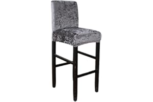 abodos Bar Stool,High Stool Shiny Velvet Fabric Covers Pub Counter Stool Cover Chair Seat Cover Stretch Washable Anti-Dust Slipcovers For Dining Room Kitchen Height Bar Stool Cafe (gray, set of 1)