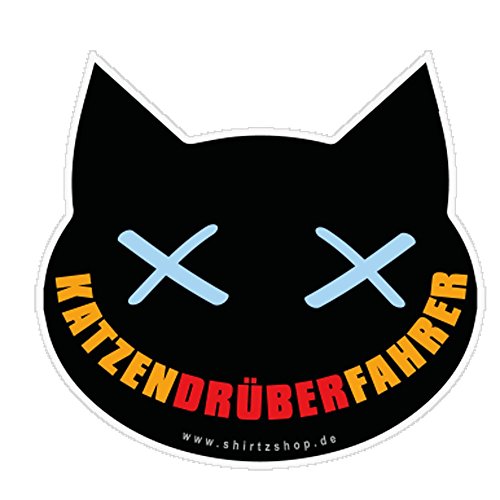 shirtzshop Katzendrüberfahrer Katze überfahren Aufkleber Autoaufkleber Sticker Vinylaufkleber Decal