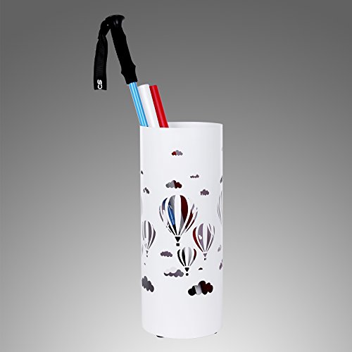 Songmics metall Schirmständer Wasserauffangschale und Haken werden verschenkt rund Ø19,5 x 49 cm weiß Regenschirmständer Regenschirm LUC02W - 3