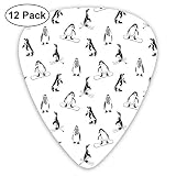 Material: ABS/Celluloid Guitar Picks - Abstract Art Colorful Designs,Skiing Penguins On Snowboards Winter Sports Themed Pattern Animal Bird With Scarf,Unique Guitar Gift,For Bass Electric & Acoustic Guitars-12 Pack