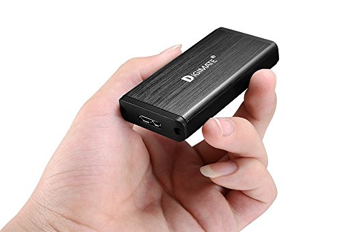 Digimate® mSATA USB 3.0 SSD Festplattengehäuse | USB 3.0 High Speed Datentransfer / Für mSATA SSD (2.0" und 1.0" | Ausgelegt für optimale Kühlung | Optik Aluminium gebürstet in schwarz | PC / Notebook / Mac