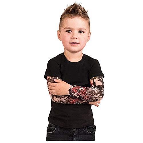 Hahuha Toy,3-4 Jahre alt Kleinkind Baby Kinder Jungen T-Shirt mit Mesh Tattoo gedruckt Ärmel Floral T-Shirts