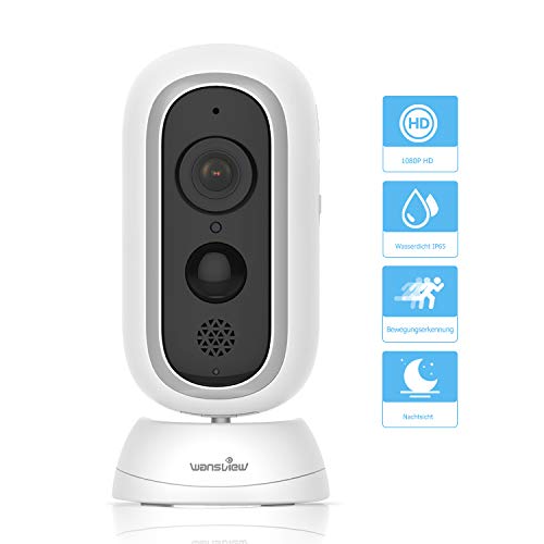 Wansview - Telecamera di sorveglianza a batteria, senza fili, 1080P HD, per interni ed esterni, con sensore PIR, audio a 2 vie, visione notturna e slot per scheda Micro SD B1 (senza stazione di base)