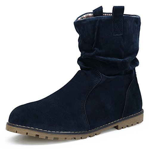 KOUDYEN Mujer Botas Invierno Zapatos Antideslizante Suede Botines,XZ999-1-blue-EU40