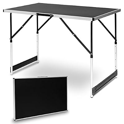WOLTU® CPT8121sz Table de camping pliante table de jardin table de travail table de balcon réglable en hauteur en aluminium acier MDF,Noir