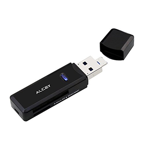 Micro USB OTG auf USB 3.0 Adapter, Alcey SD / Micro SD Kartenleser mit Standard USB & Micro USB Stecker für Smartphones / Tablets mit OTG Funktion