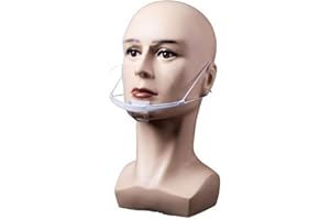 MIAWPAY Reusable Plastic Clear Mask 10 Pack Professional Transparent Sanitary Cover Anti-Fog Face Shield Nose Mouth Cover Open Face Guard for Restaurants, Food Truck, Hotels, Mall, Beauty salons, Barber Shops