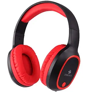 ZEBRONICS Zeb-Thunder Wireless Bluetooth Over The Ear Headphone FM, mSD, 9 hrs Playback with Mic (Red)