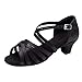 Produktbild TIFIY Pumps Damen Frauen-Dame-niedrige Prinzessin Dancing Ballroom Tango Latin Shoes Sandals Party Stiletto Hochzeit Pailletten SchuheSchwarz36