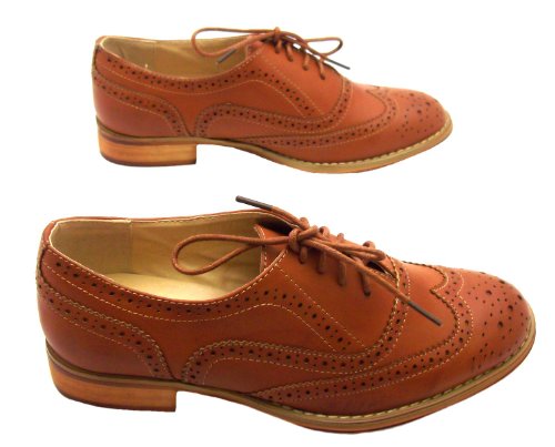 Size 7 Women's Zls6820 Odeon Ls6820 Tan Wingtip Brogue Style Lace Up Shoes