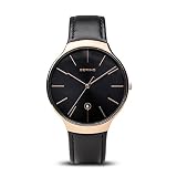 BERING Time 13338-462 Unisexarmbanduhr Classic Kollektion mit Lederband und kratzfestem Saphirglas.Designed in Denmark