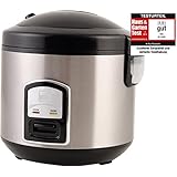 PerfectCook Edelstahl Reiskocher / Dampfgarer klein, 3in1 Funktionen (Reiskocher, Risottokocher, Gemüse Dampfgarer), mit Warmhaltefunktion, Multikocher mit 1,2 L Fassung, Risotto Topf Antihaftbeschichtet (Innentopf), Reistopf für alle Reisarten geeignet, inkl. Dämpfeinsatz, Reislöffel und Messbecher