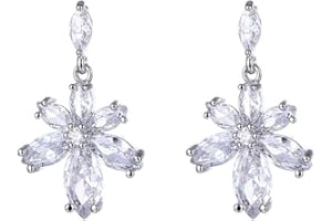 QKEPCY Kolczyki 925 Sterling Silver Kolczyki Płatek śniegu Kolczyki Creole Hipoalergeniczne Piercing Cyrkonu Kolczyki Błyszczące Kolczyki Diament Prezenty Kolczyki Ślubne, One size, Srebro