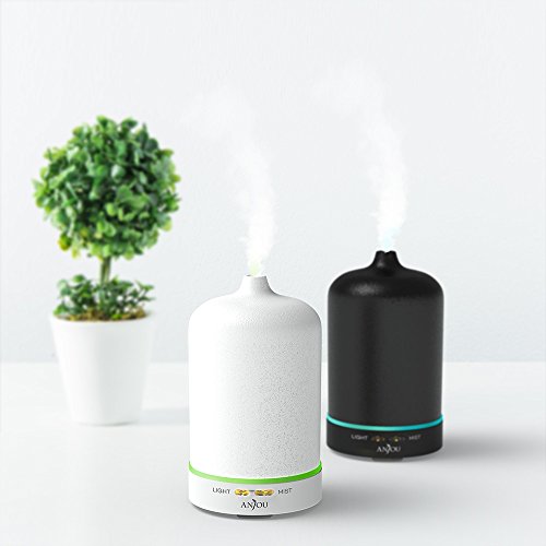 Aroma Diffuser Anjou Luftbefeuchter Oil Düfte Keramik LED mit 7 Farbwechsel 100ml für Yoga Salon Spa Wohn-, Schlaf-, Bade- oder Kinderzimmer Hotel, Weiß - 8