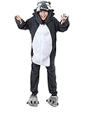 Keral Unisex Pyjama Tierkostüme Schlafanzug Tier Onesize mit Kapuze Erwachsene Overall Kostüm festival tauglich Ente Wolf Größe XL