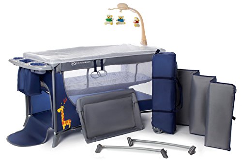 Kinderkraft Joy Travel Cot Crib Folding Bed with Accessories, Navy