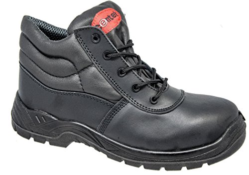 Mens Composite Safety Boots Black Leather Water-Resistant Laced Metal Free