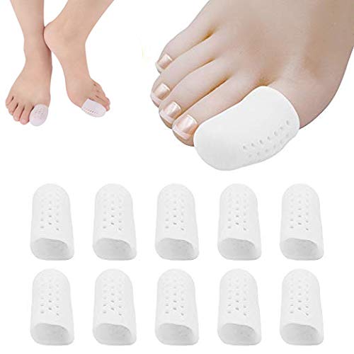 Protector dedos pie, Tapones para Dedos en Gel, evita callos y ampollas, silicona para hombres y mujeres 10 piezas. (White 10Pcs)
