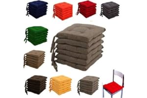 Generico CUSCINI PER SEDIA COPRISEDIA TRAPUNTATI MORBIDONE CONFEZIONE 6 PEZZI CON LACCETTI TINTA UNITA (marrone)