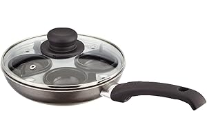 Judge Everyday Non-Stick Four Cup Egg Poacher, 20cm with Vented Glass Lid and Stay Cool Handle, Aluminium, Not Suitable for Induction Hobs, Compatible with All Other Hobs