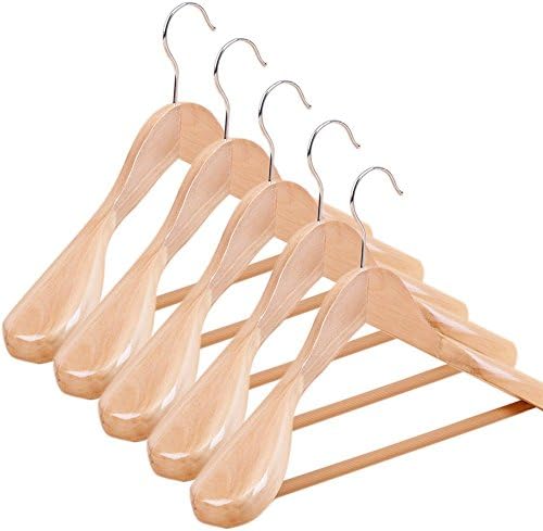 EveryGo1 house Wooden Frame with Extra Wide Shoulder Stainless Steel Hook Heavy Winter Coat Suit Hanger (5)
