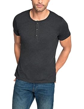 ESPRIT Herren T-Shirt Melange Henley - Regular Fit