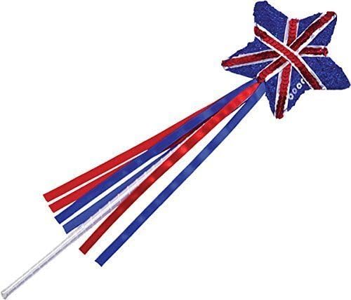 Fancy Dress Party Prop Accessory Great British Supporter Union Jack Sequin Wand