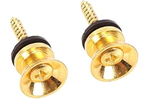 UKD 2 pièces Sangle de Guitare Partie Sangle en métal Boutons serrures Broches d'extrémité Boutons ukulélé Chevilles vis de Basse tête de Champignons doré